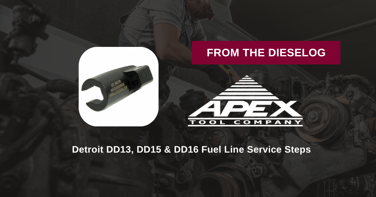 Step-by-step close up layout of heavy-duty 19mm slotted fuel line socket tool resting on a diesel engine valve cover